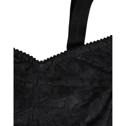 Dolce & Gabbana Black Stretch Nylon Bustier Bra Underwear