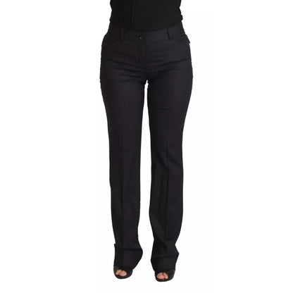 Dolce & Gabbana Black Stripes Mid Waist Trouser Pants