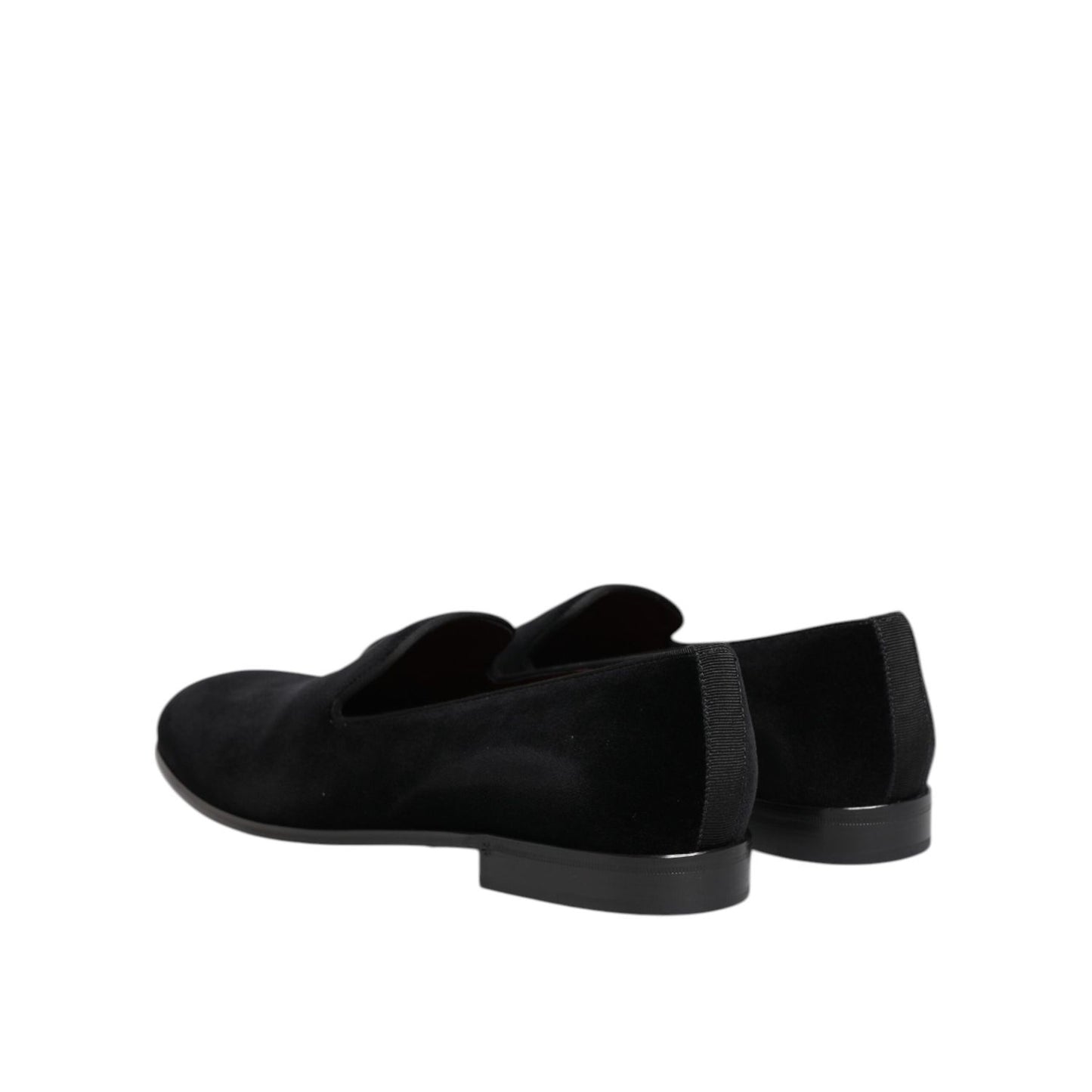 Dolce & Gabbana Black Velvet Slip On Men Loafers Formal Shoes