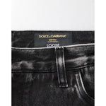 Dolce & Gabbana Black Washed Ripped Loose Cotton Denim Jeans with label and waistband view