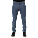 Dolce & Gabbana Blue Cotton Stretch Slim Fit Men Denim Jeans featuring modern skinny silhouette and five-pocket styling.