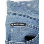 Dolce & Gabbana Blue Cotton Stretch Slim Fit Men Denim Jeans with brand label on back pocket.