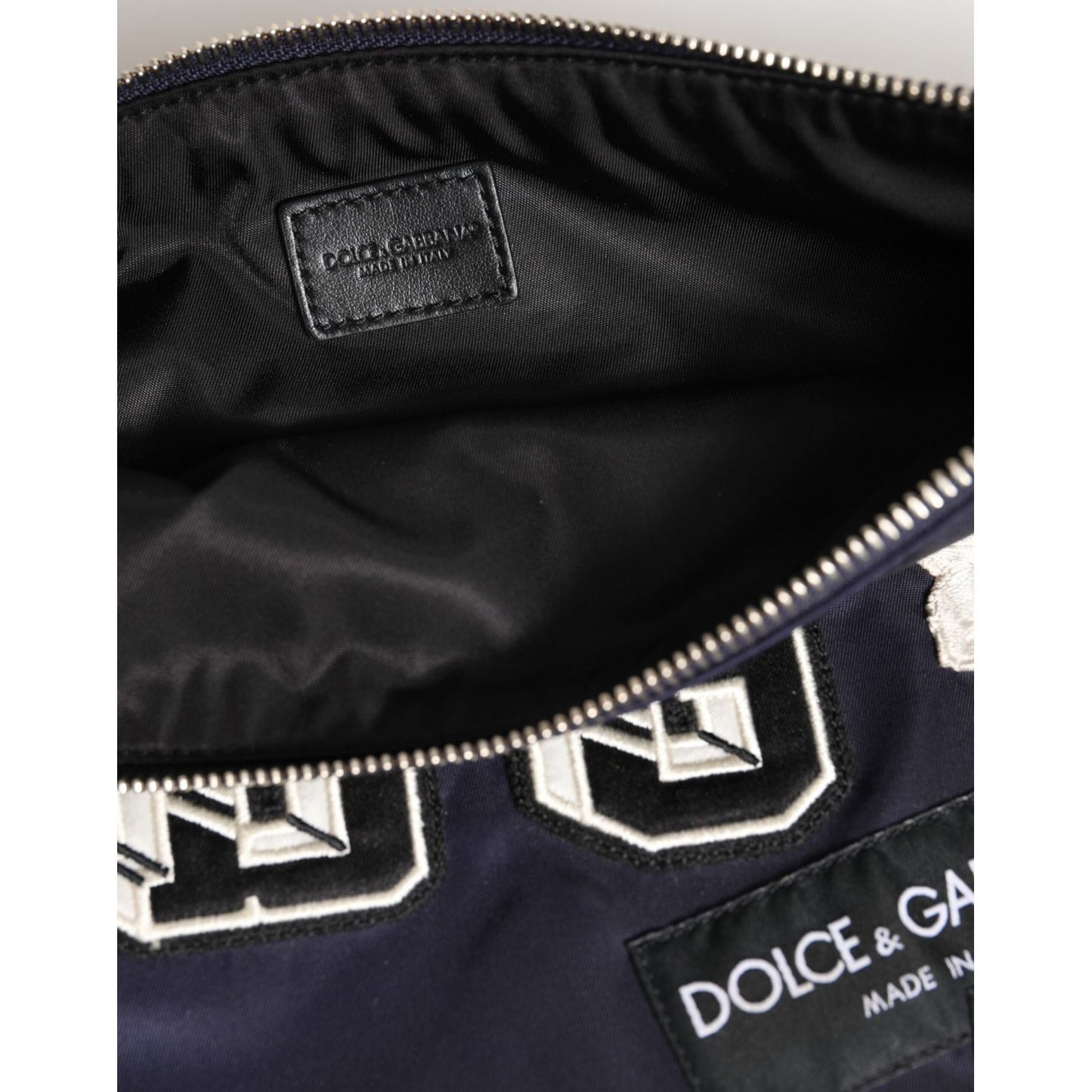 Dolce & Gabbana Blue DG Logo Patch Embellished Pouch Clutch Men Borse Bag