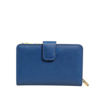 Dolce & Gabbana Blue Leather Continental Tile Print Zip Card Holder Purse Wallet