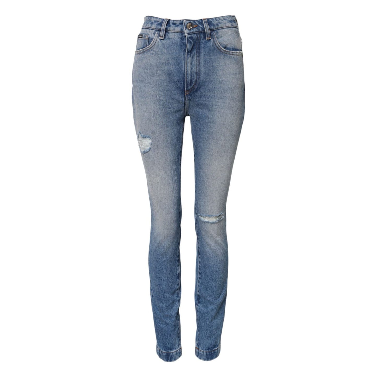 Dolce & Gabbana Blue Washed Skinny High Waist Denim Jeans