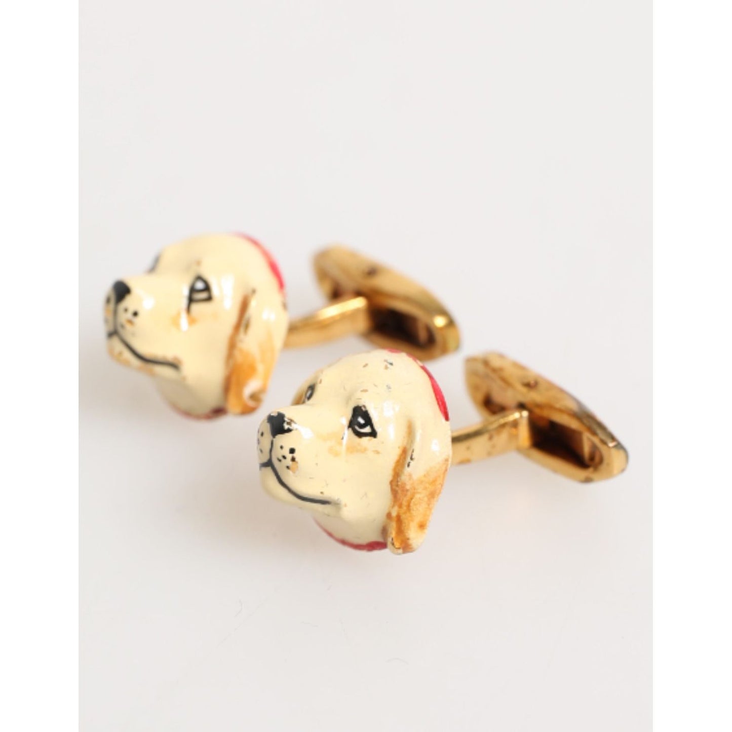 Dolce & Gabbana Brass Gold Tone Dog Puppy Men's Accessories Cufflink