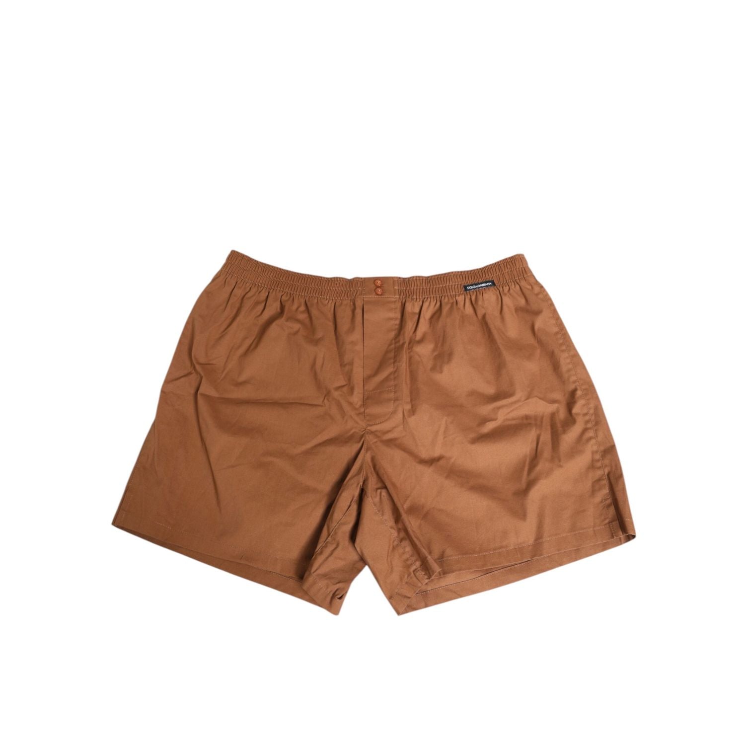 Dolce & Gabbana Brown Cotton Boxer Waistband Short Swimwear