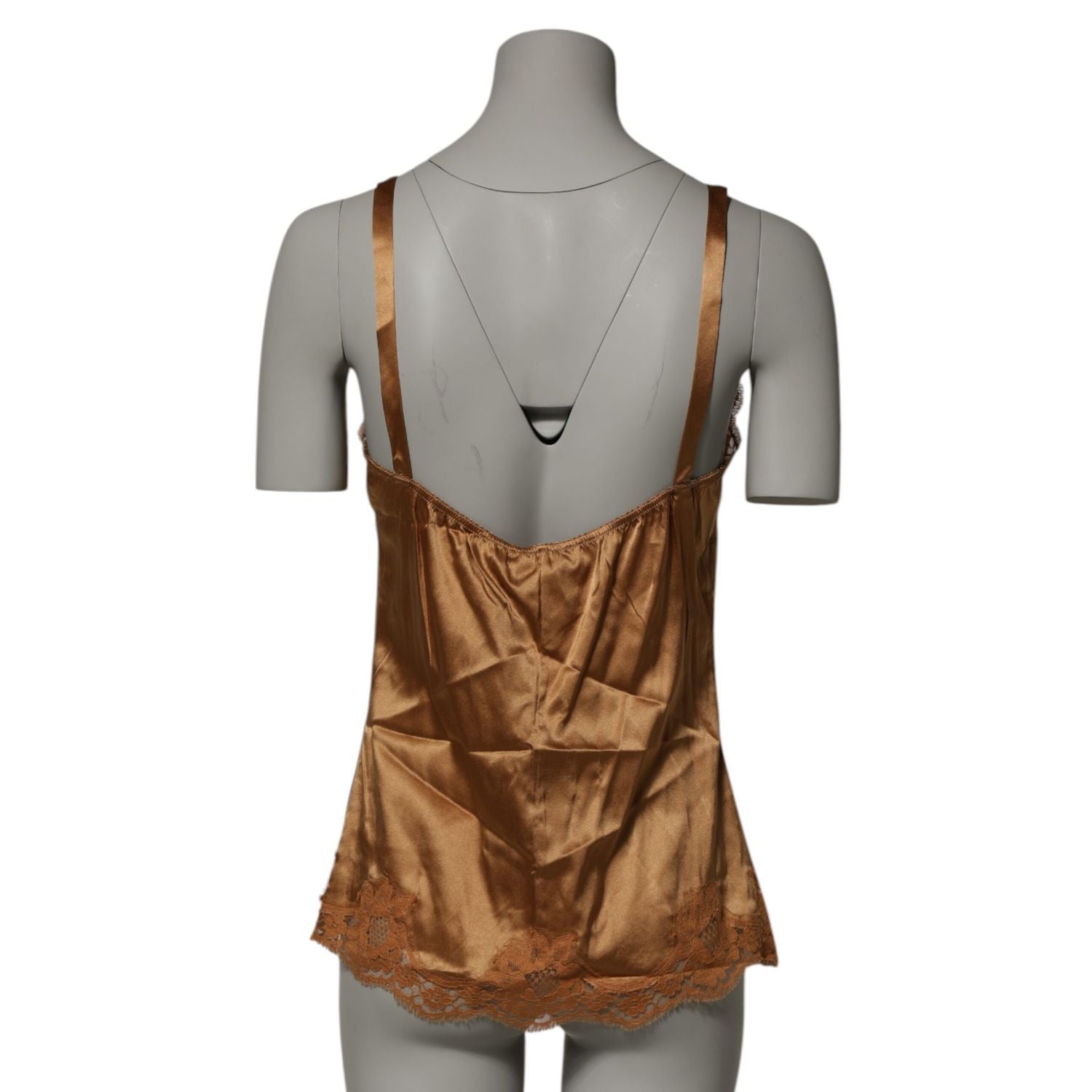 Dolce & Gabbana Brown Floral Lace Tank Lingerie Sleepwear Underwear