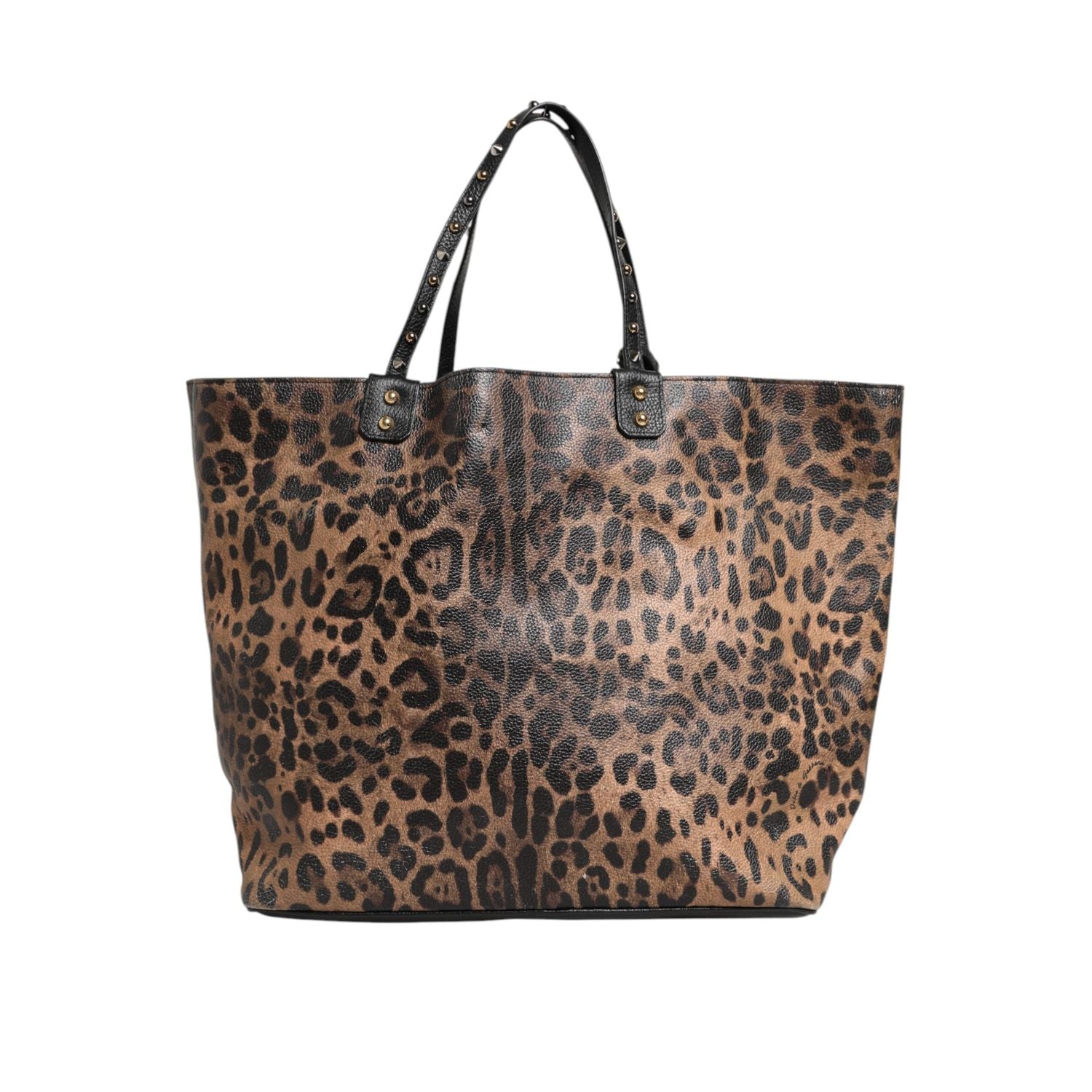 Dolce & Gabbana Brown Leopard BEATRICE Leather Logo Plaque Tote Bag