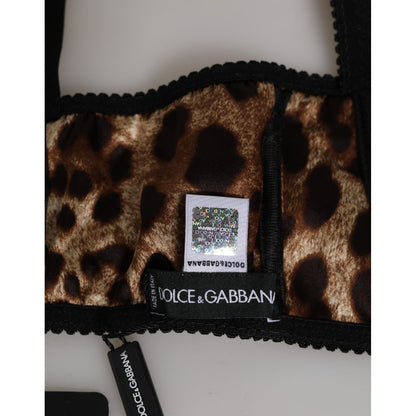 Dolce & Gabbana Brown Leopard Silk Balconnet Bra Underwear