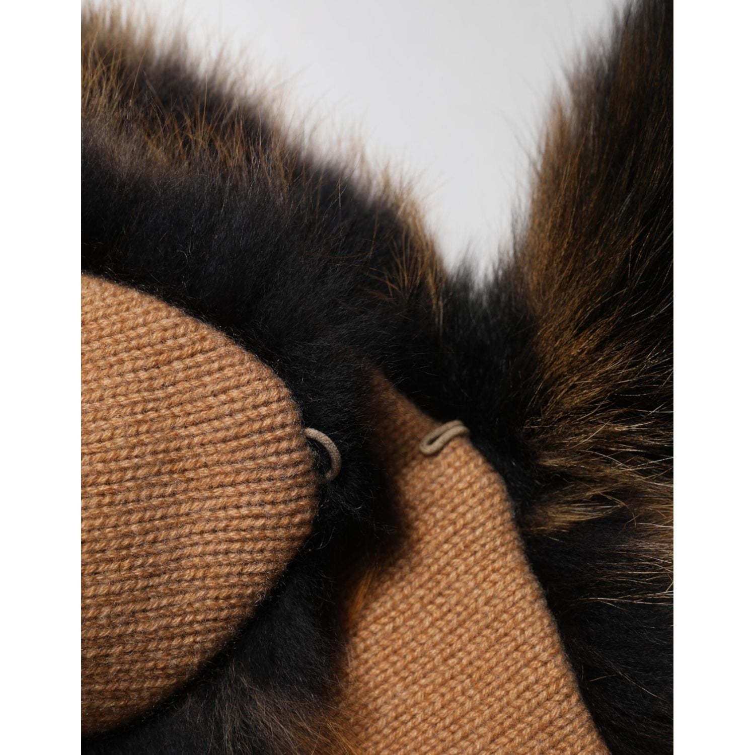 Dolce & Gabbana Brown Red Fox Fur Neck Cashmere Warmer Scarf