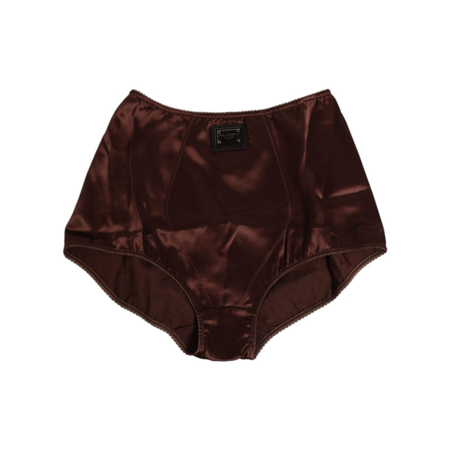 Dolce & Gabbana Brown Silk Stretch High Waist Girdle Underwear, luxurious and elegant, crafted from stretch silk for comfort and sophistication.