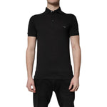Dolce & Gabbana Dark Gray Logo Plaque Cotton Men Polo Shirt T-shirt