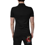Dolce & Gabbana Dark Gray Logo Plaque Cotton Men Polo Shirt T-shirt