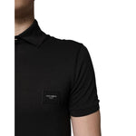 Dolce & Gabbana Dark Gray Logo Plaque Cotton Men Polo Shirt T-shirt