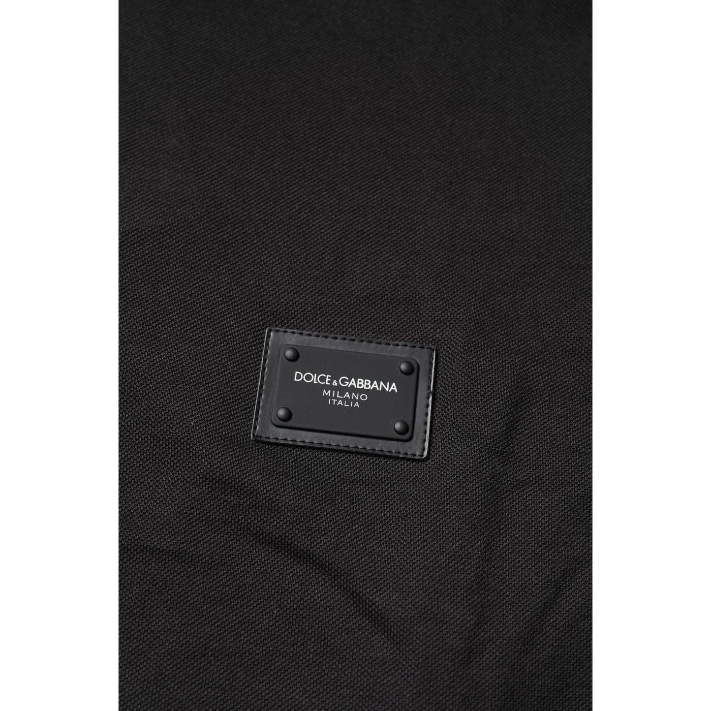 Dolce & Gabbana Dark Gray Logo Plaque Cotton Men Polo Shirt T-shirt