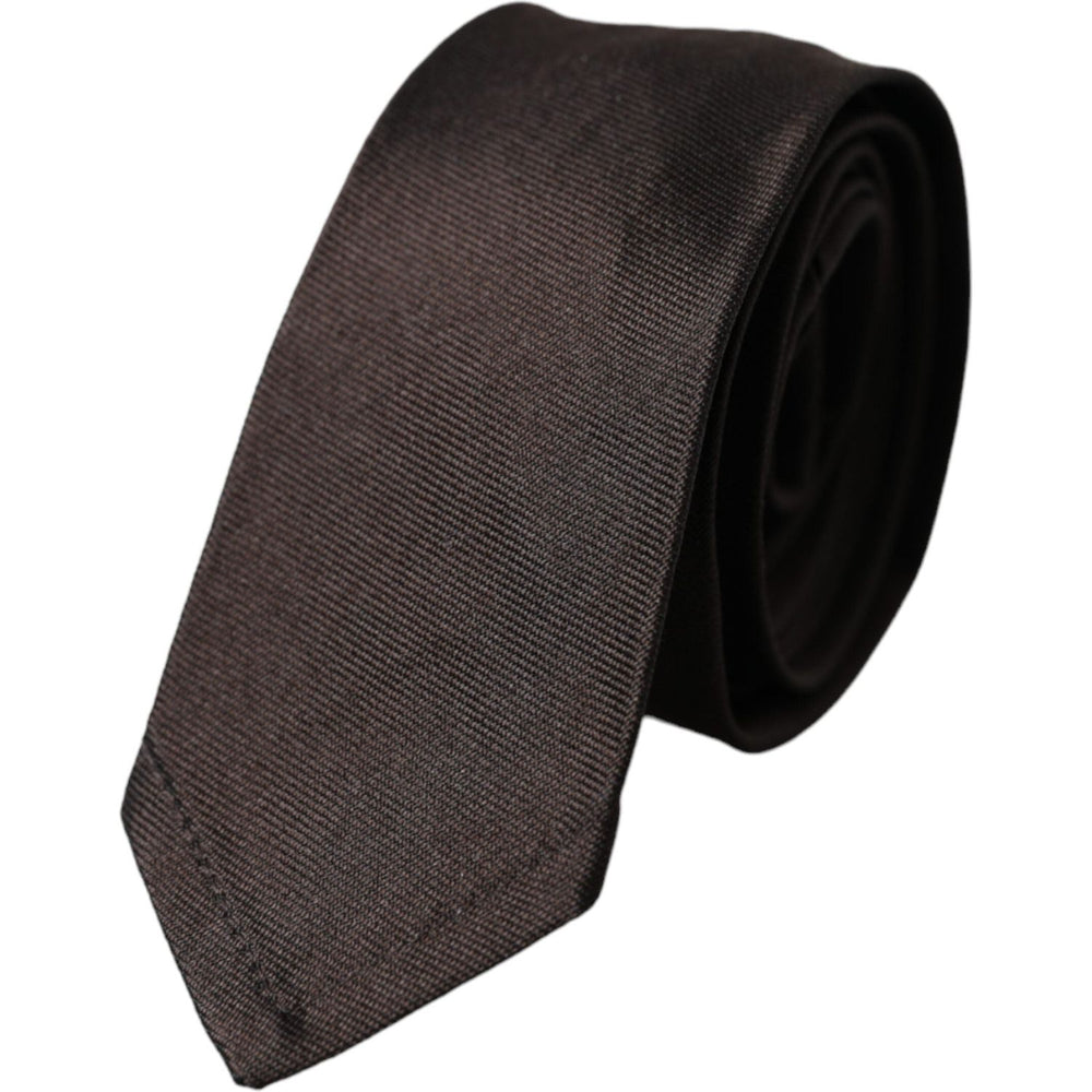 Dolce & Gabbana Brown Solid 100% Silk Adjustable Tie KRA3382