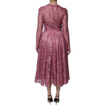 Dolce & Gabbana Fuchsia Floral Lace Long Sleeve Maxi Dress DR281329-42