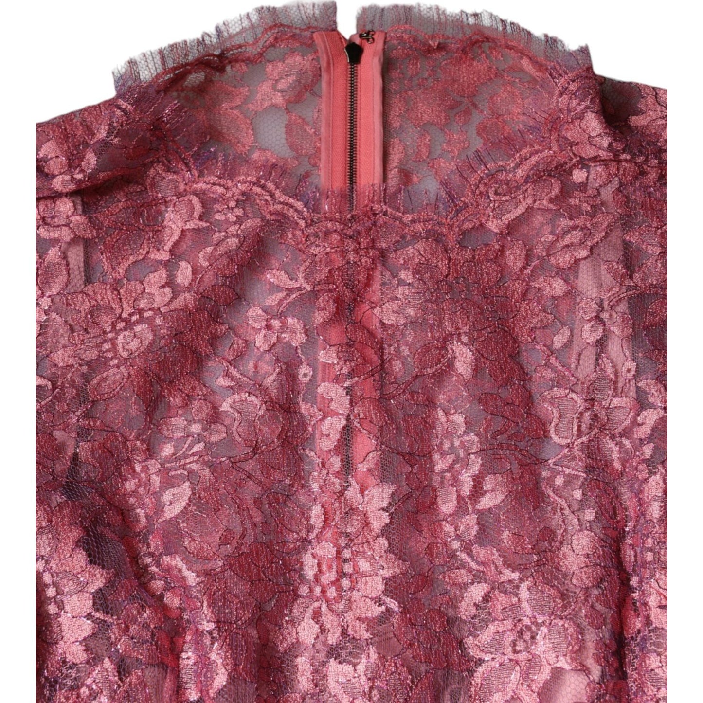 Dolce & Gabbana Fuchsia Floral Lace Long Sleeve Maxi Dress DR281329-42