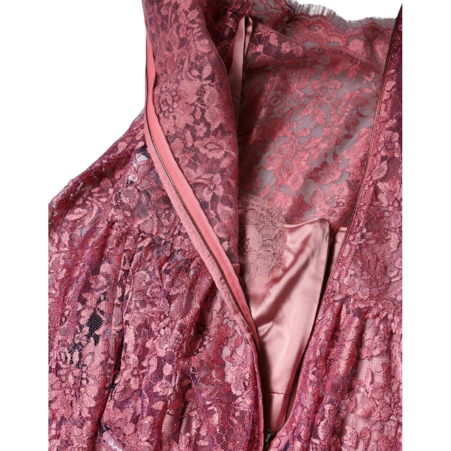 Dolce & Gabbana Fuchsia Floral Lace Long Sleeve Maxi Dress DR281329-42