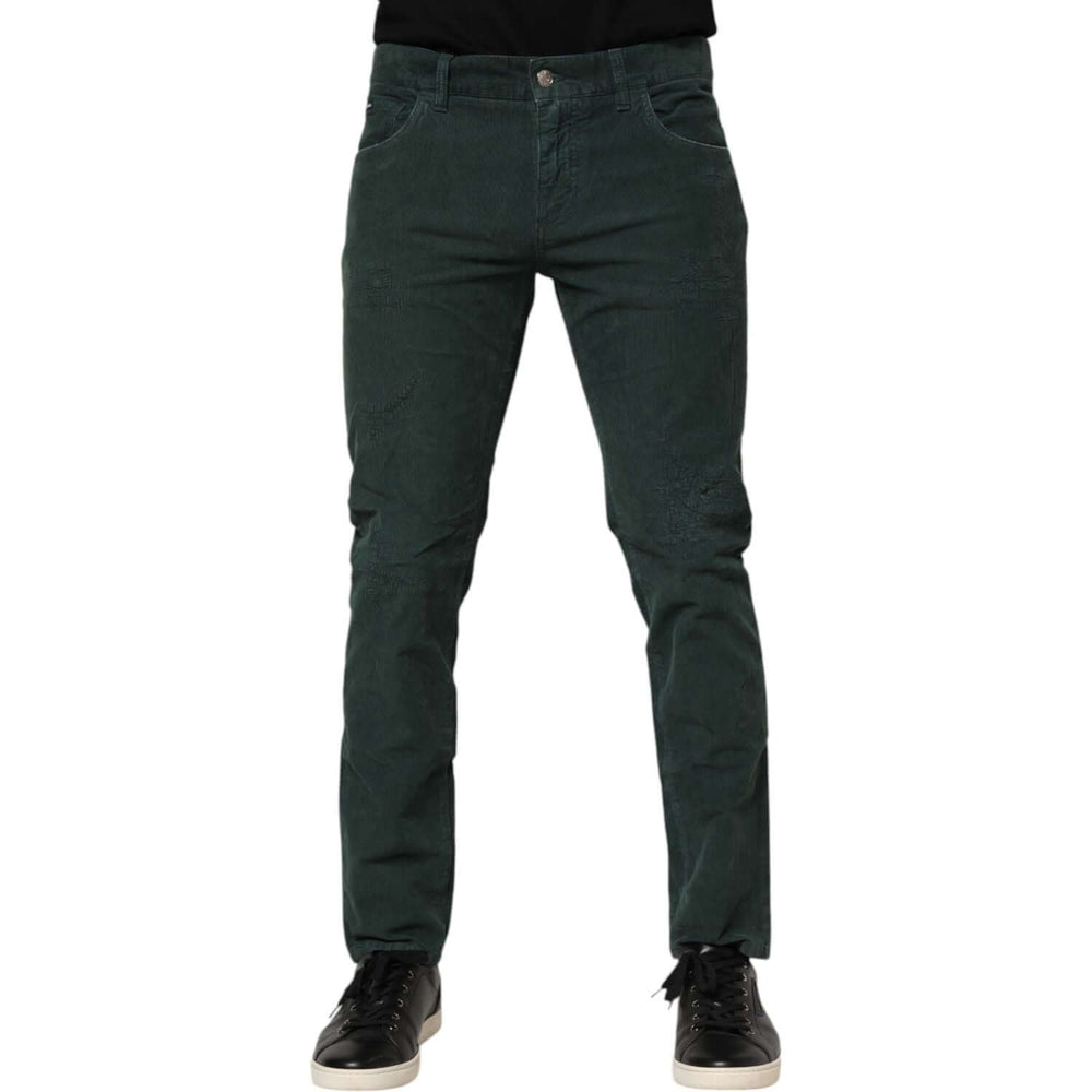 Dolce & Gabbana Green Cotton Corduroy Skinny Pants PAN76406-50