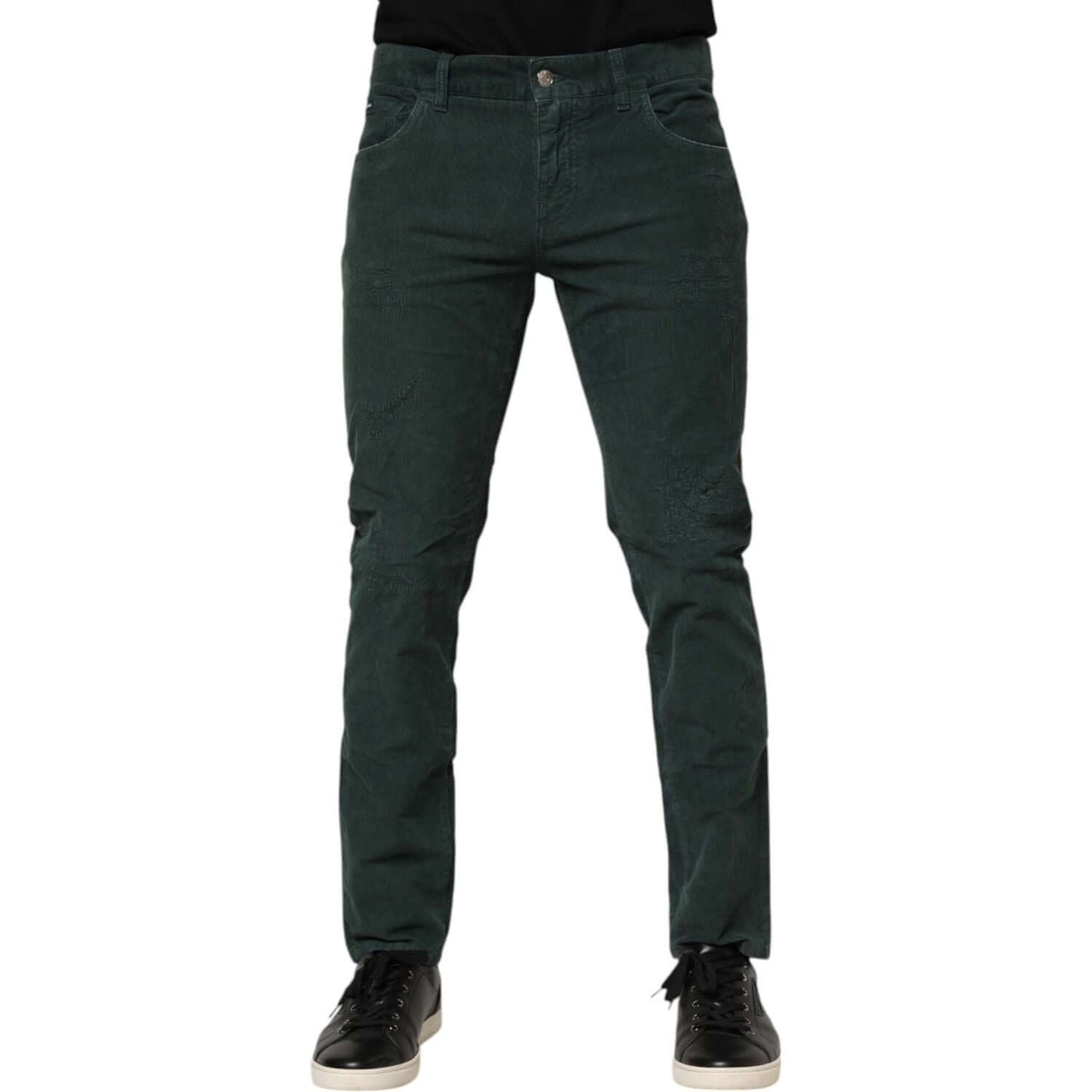 Dolce & Gabbana Green Cotton Corduroy Skinny Pants PAN76406-50