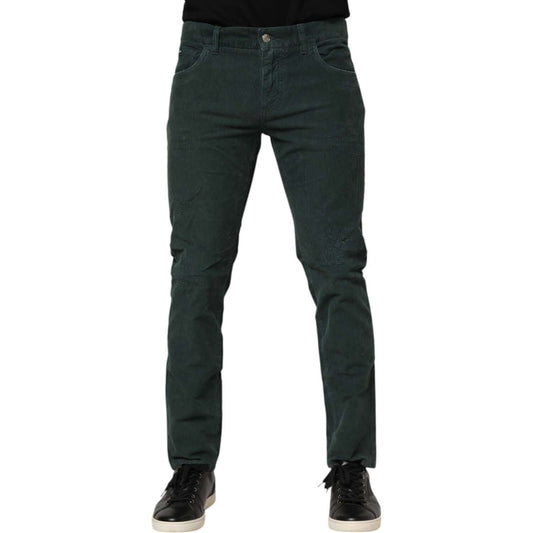 Dolce & Gabbana Green Cotton Corduroy Skinny Pants PAN76406-50