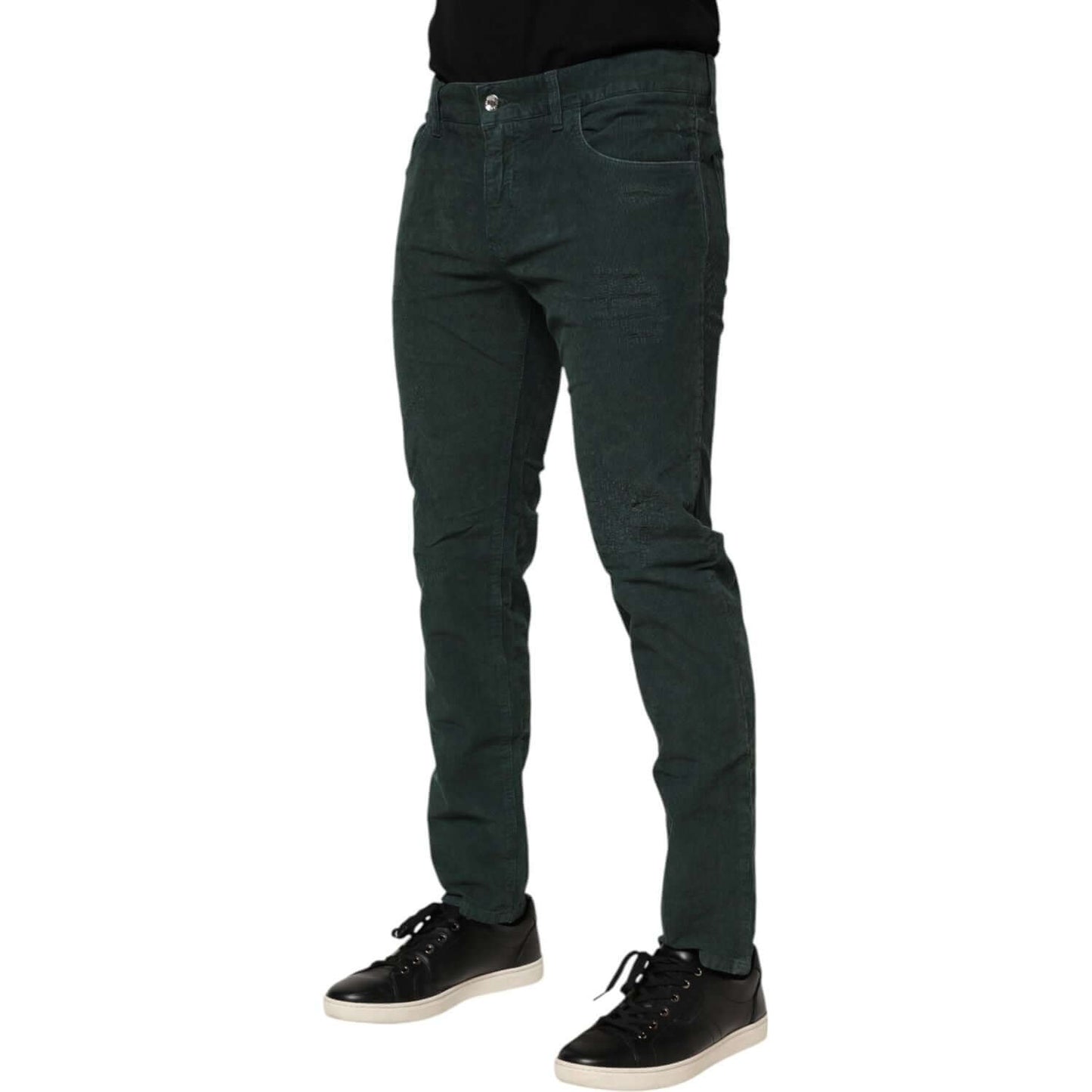 Dolce & Gabbana Green Cotton Corduroy Skinny Pants PAN76406-50