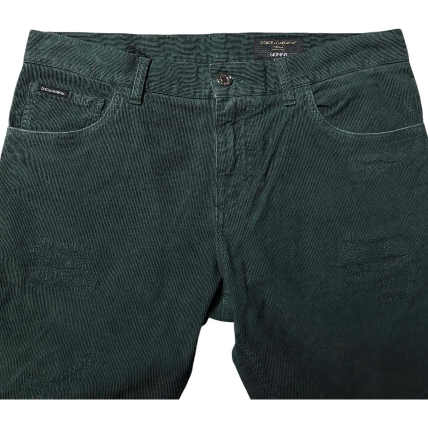 Dolce & Gabbana Green Cotton Corduroy Skinny Pants PAN76406-50