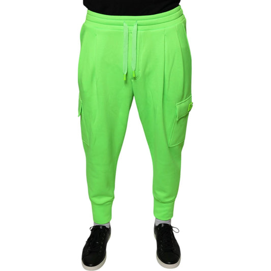Dolce & Gabbana Neon Green Polyester Cargo Jogger Sweatpants Pants PAN75598-44