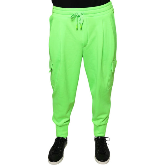 Dolce & Gabbana Neon Green Polyester Cargo Jogger Sweatpants Pants PAN76342-48