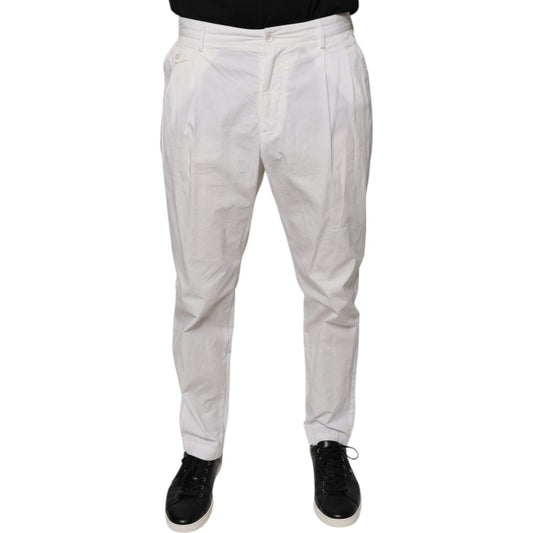 Dolce & Gabbana White Cotton Skinny Dress Pants PAN75594-50