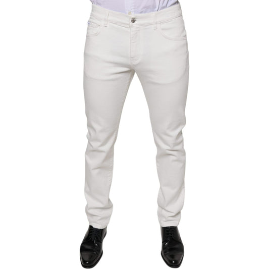 Dolce & Gabbana White Cotton Skinny Slim Men Denim Jeans PAN75597-48