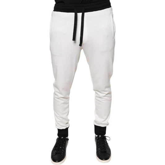 Dolce & Gabbana White Cotton Slim Men Jogger Sweatpants Pants PAN75564-46