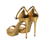 Dolce & Gabbana Gold Leather Platform Keira Sandals Shoes