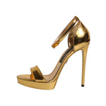 Dolce & Gabbana Gold Leather Platform Keira Sandals Shoes
