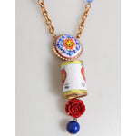 Dolce & Gabbana Gold Multicolor Amore Heart Can Beads Rose Pendant Necklace