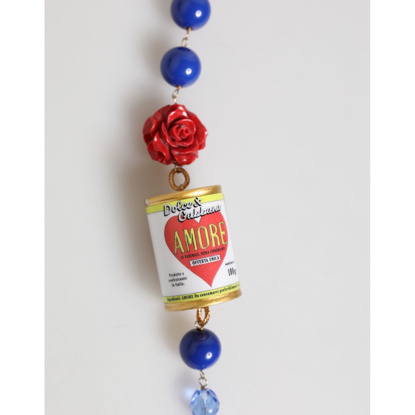 Dolce & Gabbana Gold Multicolor Amore Heart Can Beads Rose Pendant Necklace