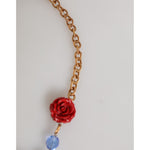Dolce & Gabbana Gold Multicolor Amore Heart Can Beads Rose Pendant Necklace