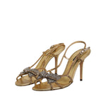 Dolce & Gabbana Gold Strass Ankle Strap Heels Sandals Shoes