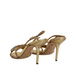 Dolce & Gabbana Gold Strass Ankle Strap Heels Sandals Shoes