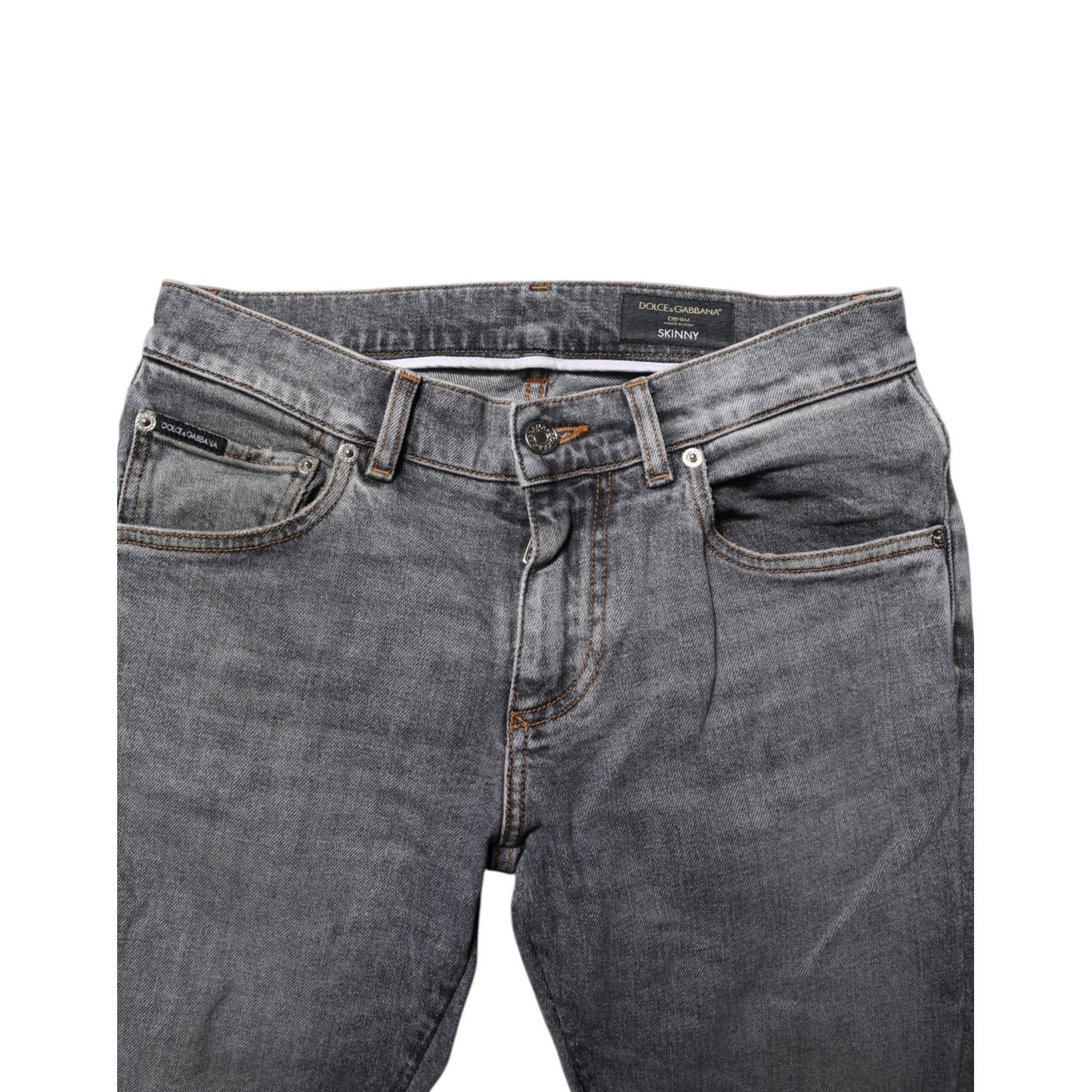 Dolce & Gabbana Gray Cotton Skinny Denim Trouser Jeans