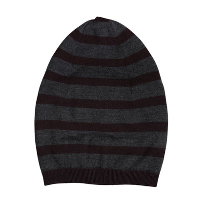 Dolce & Gabbana Gray Striped Wool Knitted Winter Beanie Hat