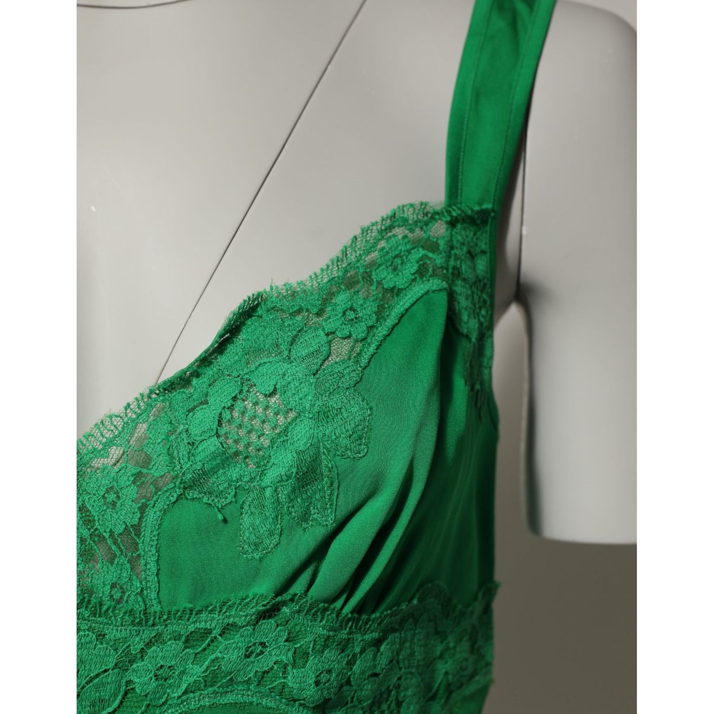 Dolce & Gabbana Green Floral Lace Tank Lingerie Top Underwear