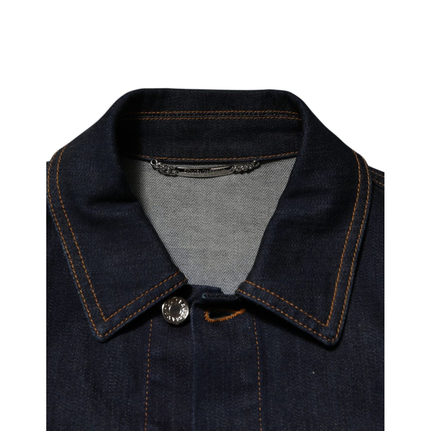 Dolce & Gabbana Indigo Blue Denim Slim Fit Logo Patch Jacket