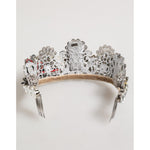 Dolce & Gabbana LED Crystal Embellished Silver Floral Filigree Crown Tiara