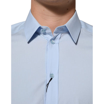 Dolce & Gabbana Light Blue Cotton GOLD Formal Men Dress Shirt