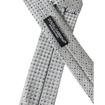 Dolce & Gabbana Light Gray Polka Dot Silk Adjustable Men Tie