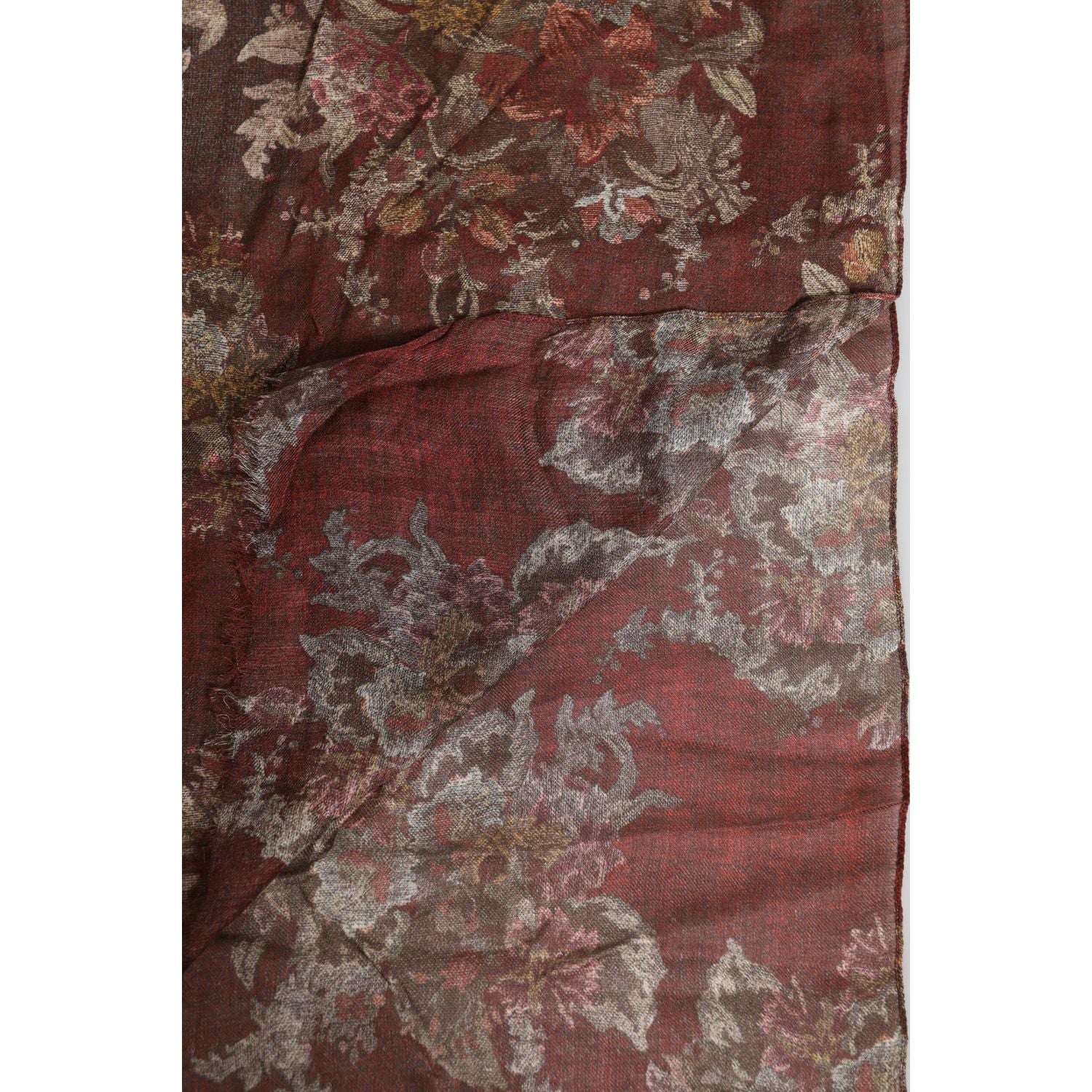Dolce & Gabbana Maroon Floral Neck Warmer Foulard Scarf