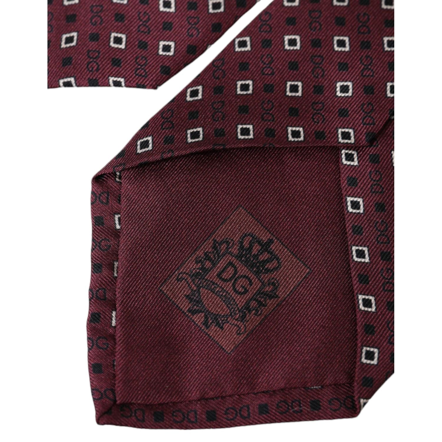 Dolce & Gabbana Maroon Silk Branded Logo Adjustable Men Tie